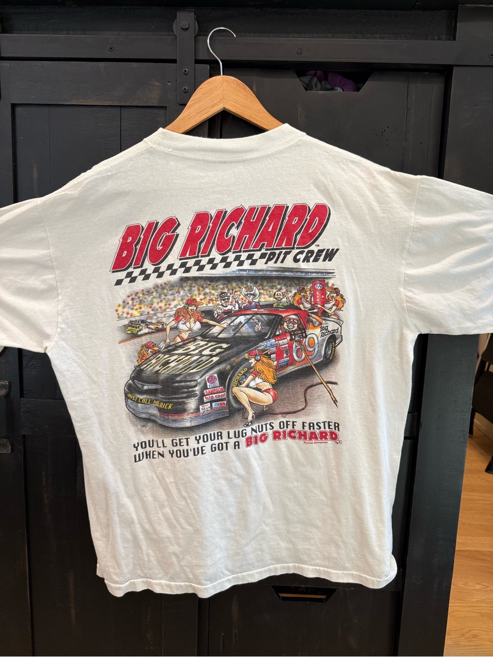 Tultex White Tee with Big Richard Pit Crew Racing Graphic
